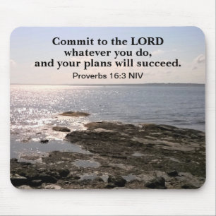 Photo of Atlantic Ocean With Bible Success Verse Mouse Pad
