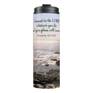 Photo of Atlantic Ocean With Bible Success Verse Thermal Tumbler
