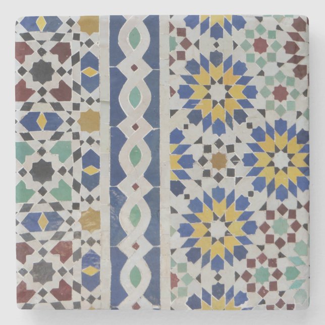 photo of beautiful Moroccan mosaic tiles Stone Coaster (Front)