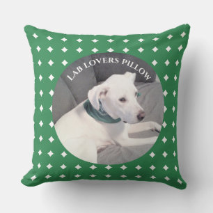 Photo of Beautiful White Dog Green and Grey Cushion