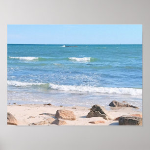 Photo of Blue Atlantic Ocean Shore Poster