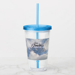 Photo of Blue Cloudy Sky Be Not Afraid Bible Verse Acrylic Tumbler