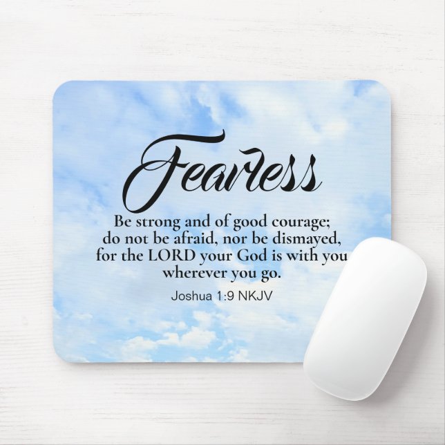 Photo of Blue Cloudy Sky Be Not Afraid Bible Verse Mouse Pad (With Mouse)