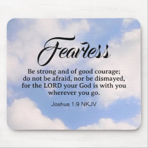 Photo of Blue Cloudy Sky Be Not Afraid Bible Verse Mouse Pad