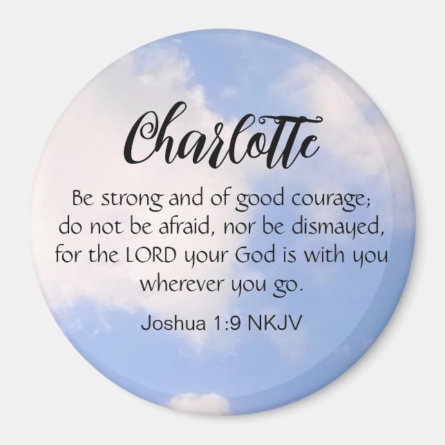 Photo of Blue Sky Be Not Afraid Bible Verse Name Magnet (Front)