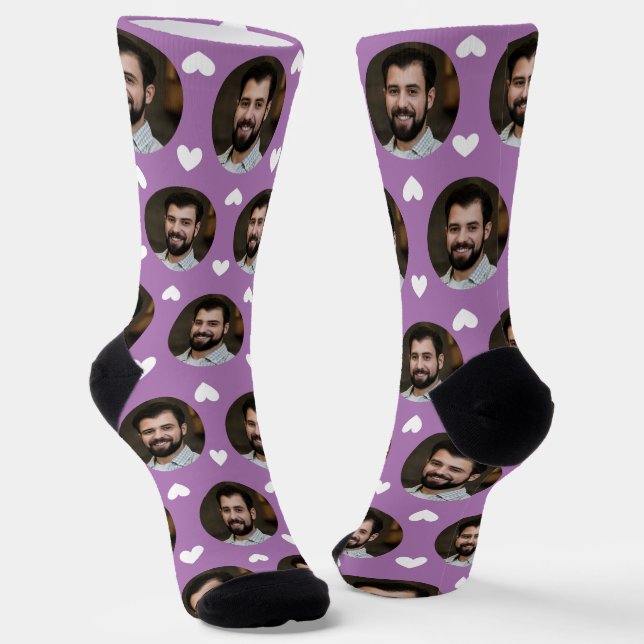 Photo of Boyfriend For Girlfriend Hearts Lavender Socks (Angled)