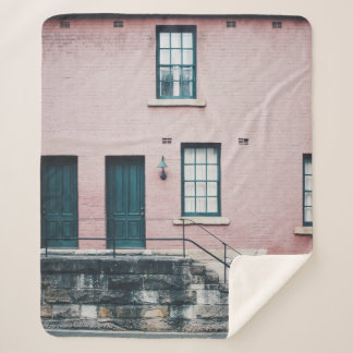 PHOTO OF BUILDING WITH STAIRS SHERPA BLANKET