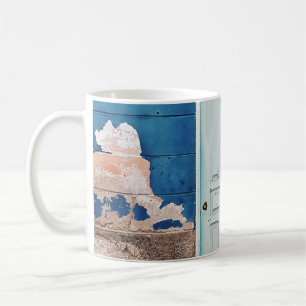PHOTO OF BUILDING WITH WHITE WOODEN DOOR COFFEE MUG