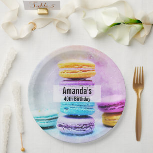 Photo of Colourful Delicious Macarons Birthday Paper Plate