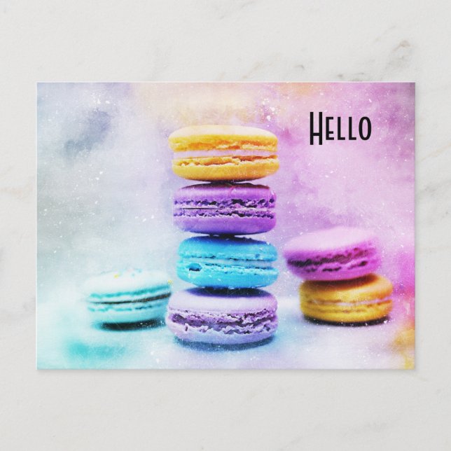 Photo of Colourful Delicious Macarons Postcard (Front)