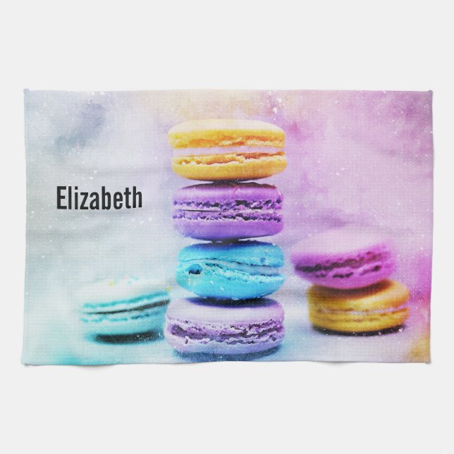 Photo of Colourful Delicious Macarons Tea Towel (Horizontal)