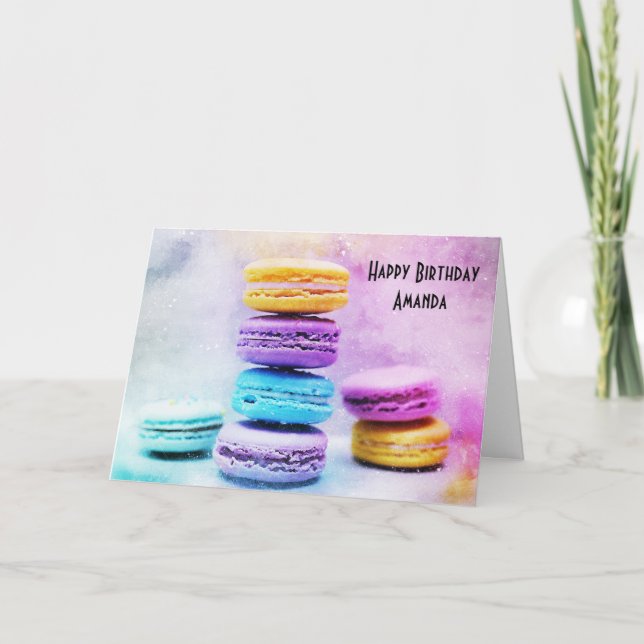 Photo of Colourful Macarons Birthday Card (Front)