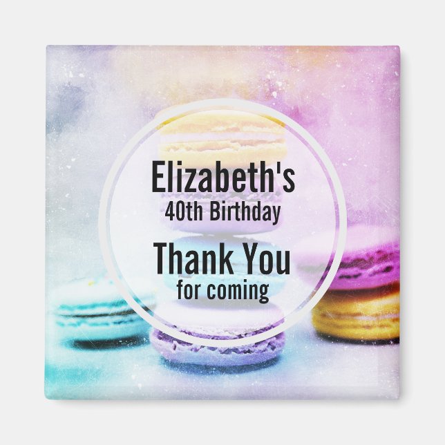 Photo of Colourful Macarons Birthday Magnet (Front)