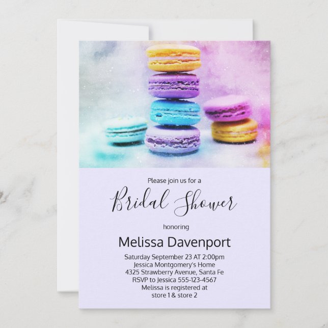 Photo of Colourful Macarons Bridal Shower Invitation (Front)
