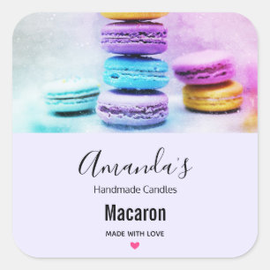 Photo of Colourful Macarons Candle Square Sticker