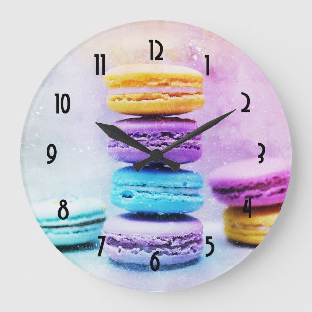 Photo of Colourful Macarons Large Clock (Front)