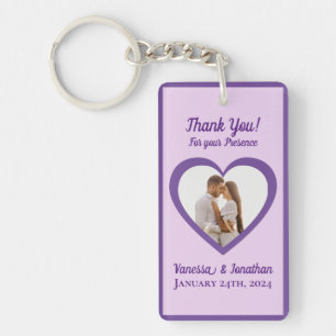 Photo of Couple  in Heart Wedding Favour  Purple Key Ring