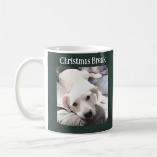 Photo of Cute Dog Christmas Break Green Coffee Mug