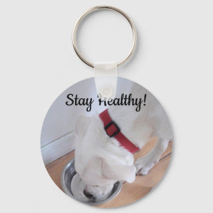 Photo of Cute Dog Drinking Water Motivational Keyc Key Ring