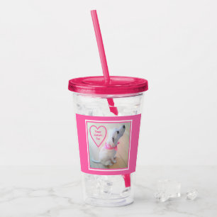 Photo of Cute Dog Wearing Pink Scarf Mother's Day Acrylic Tumbler