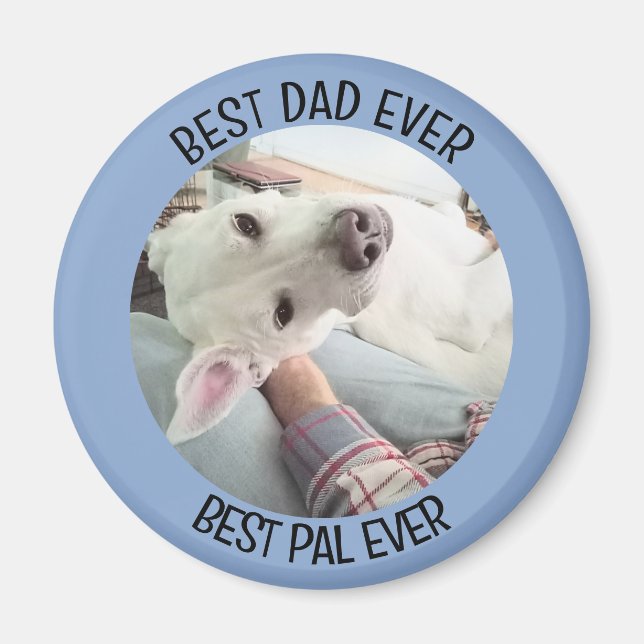 Photo of Cute Dog with Best Dad Pal Denim Blue Magnet (Front)