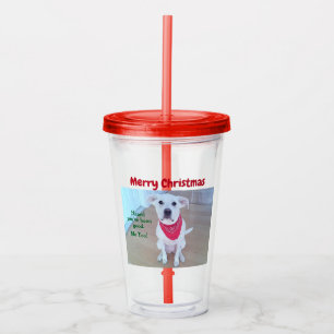 Photo of Cute Dog With Funny Sticking Out Ears Red Acrylic Tumbler