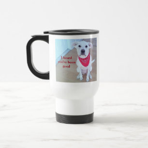 Photo of Cute Dog With Funny Sticking Out Ears Red Travel Mug