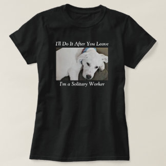 Photo of Cute Lazy White Dog Funny Black T-Shirt