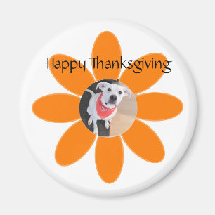 Photo of Cute Puppy Dog in Orange Flower Holiday Magnet