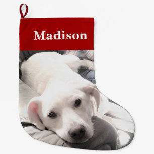 Photo of Cute Puppy Dog Red Large Christmas Stocking