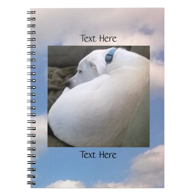 Photo of Cute Puppy Dog Sleeping Cloudy Sky Blue Notebook (Front)