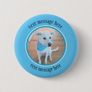 Photo of Cute Puppy Dog Wearing Baby Blue Scarf 6 Cm Round Badge