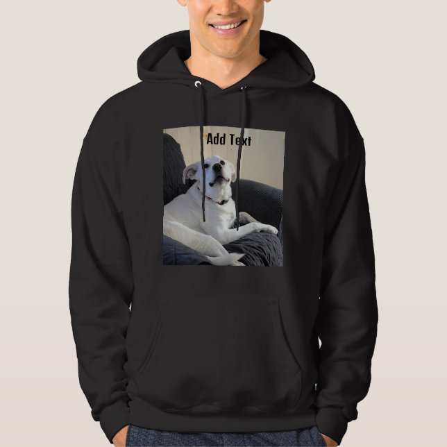 Photo of Cute Talking Dog Add Text Message Black Hoodie (Front)