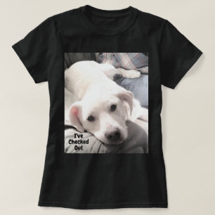 Photo of Cute Tired White Puppy Dog On Couch T-Shirt