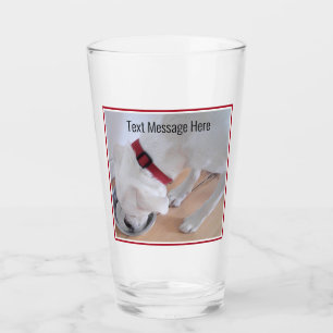 Photo of Cute White Dog Drinking Water Get Well Glass