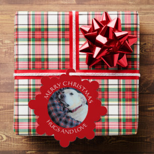 Photo of Cute White Dog with Dad Merry Christmas` Tree Decoration Card