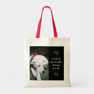 Photo of Cute White Dog With Scarf Valentine's Day Tote Bag