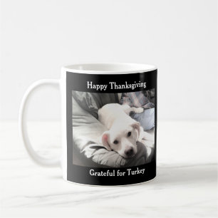Photo of Cute White Lazy Dog Funny Thanksgiving Coffee Mug