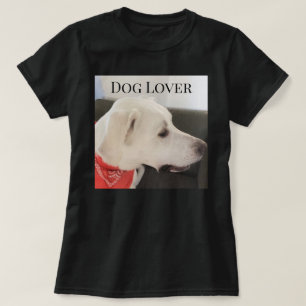 Photo of Cute White Puppy Dog Black T-Shirt