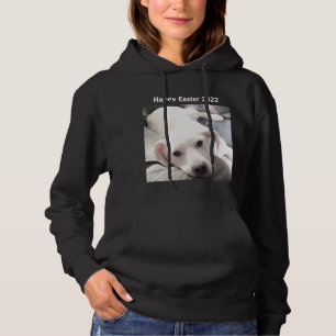 Photo of Cute White Puppy Dog Easter Gift Black Hoodie