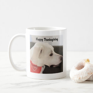Photo of Cute White Puppy Dog Thanksgiving Coffee Mug