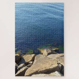 Photo of Deep Blue Ocean and Rocky Shore Jigsaw Puzzle
