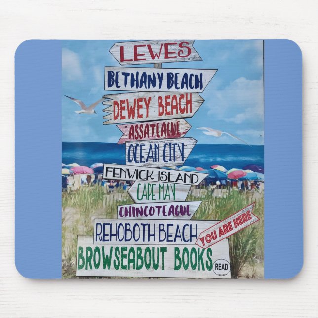 Photo of Delaware Beach sign mouse pad (Front)