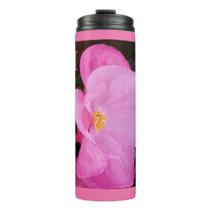 Photo of Elegant Hot Pink Flower Add Initial Thermal Tumbler