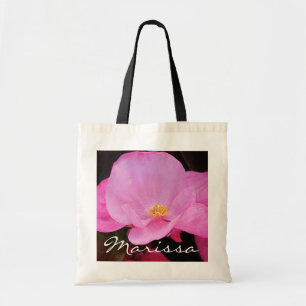 Photo of Elegant Pink Flowers Name Tote Bag