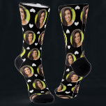 Photo of Girlfriend For Boyfriend Hearts Black Socks<br><div class="desc">These fun photo of girlfriend for boyfriend socks feature your own photo with a white hearts pattern on a black background, and are sure to bring your boyfriend a smile! He will think of you every time he pulls on these socks, and will love them (and maybe make him love...</div>