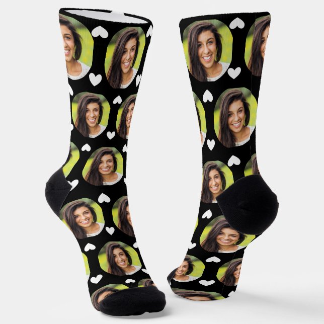 Photo of Girlfriend For Boyfriend Hearts Black Socks (Angled)