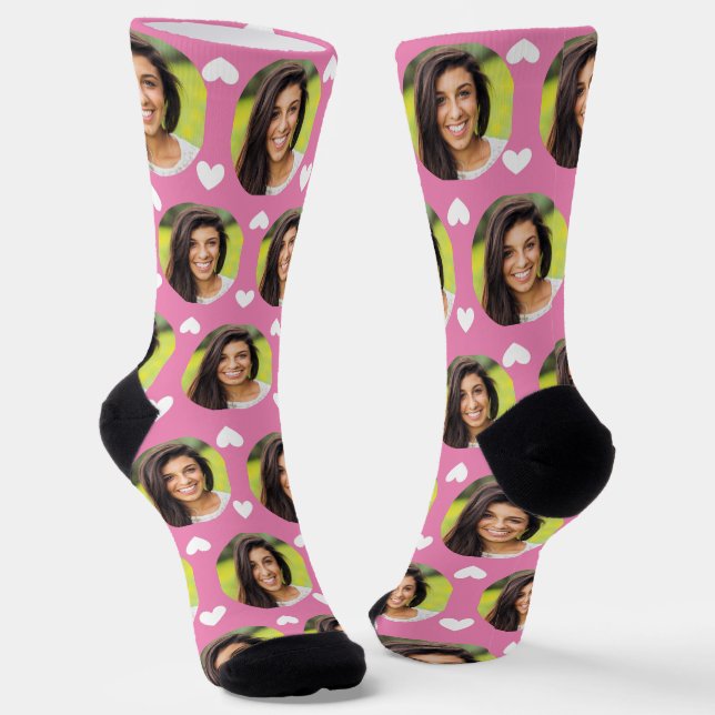Photo of Girlfriend For Boyfriend Pink Heart Socks (Angled)