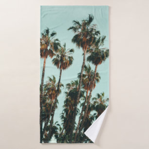 Photo of green palm trees bath towel