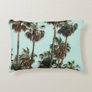 Photo of green palm trees decorative cushion